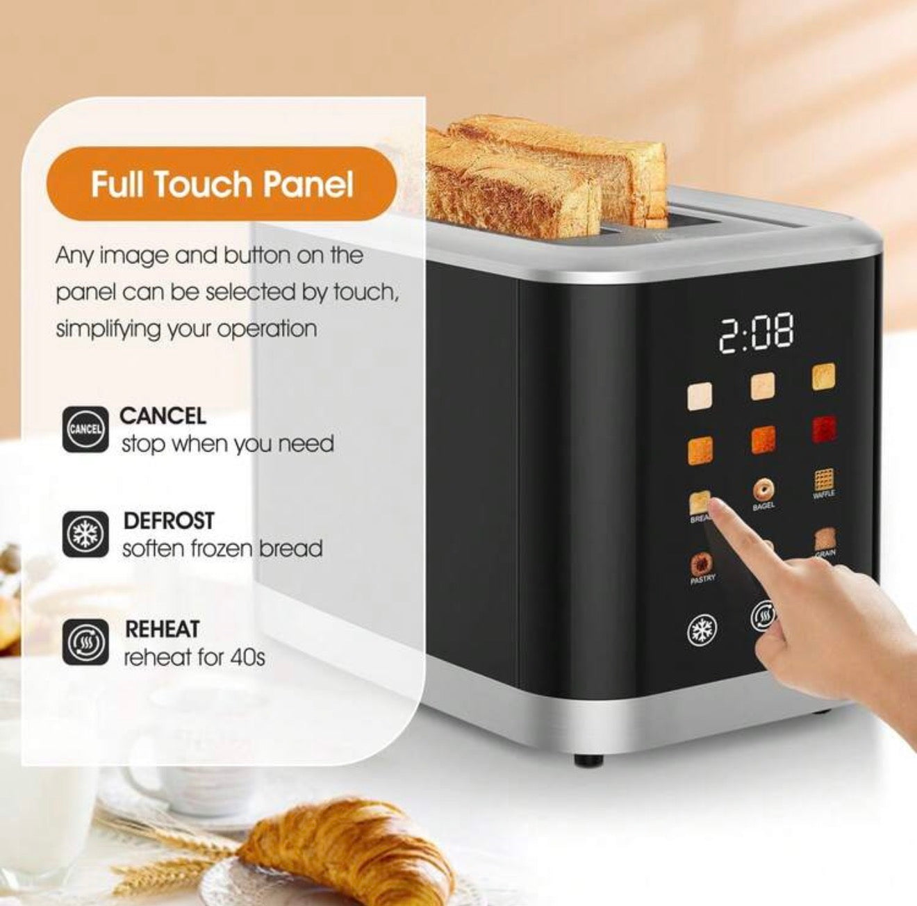 The Ultimate Touch Screen 2-Slice Toaster-Precision Toasting