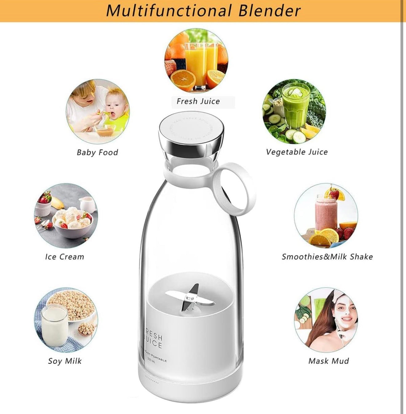 Portable Electric Juicer blender-350 ml USB rechargeable Fruit Mixer