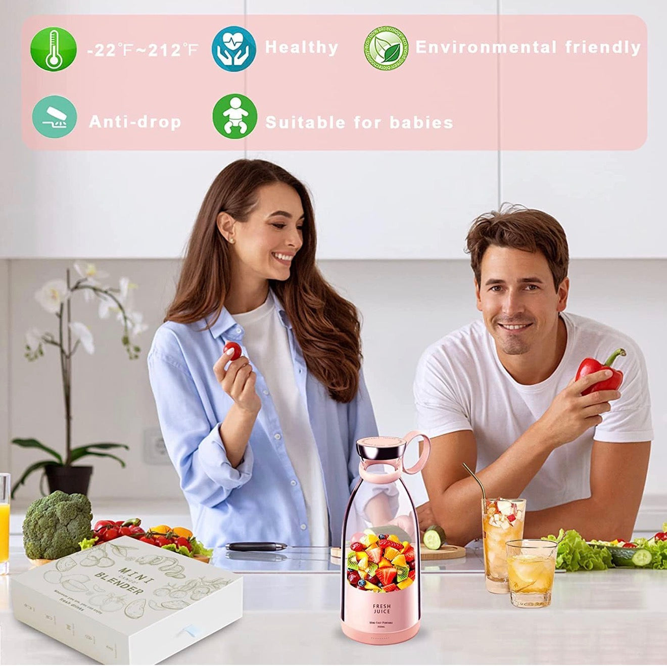 Portable Electric Juicer blender-350 ml USB rechargeable Fruit Mixer