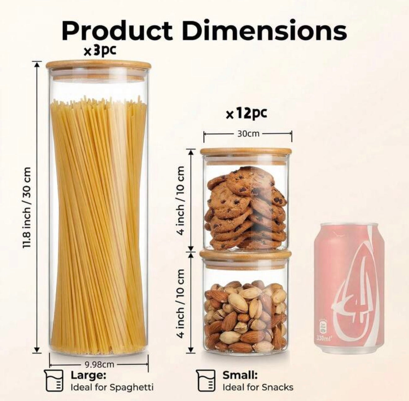 Glass Pantry Organization Set with Airtight Bamboo Lids
