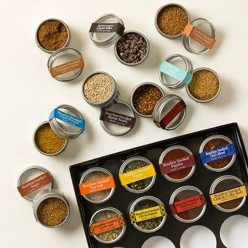 Bourbon Smoked Spices Mini Sampler, Deluxe - 16 Spice Tins