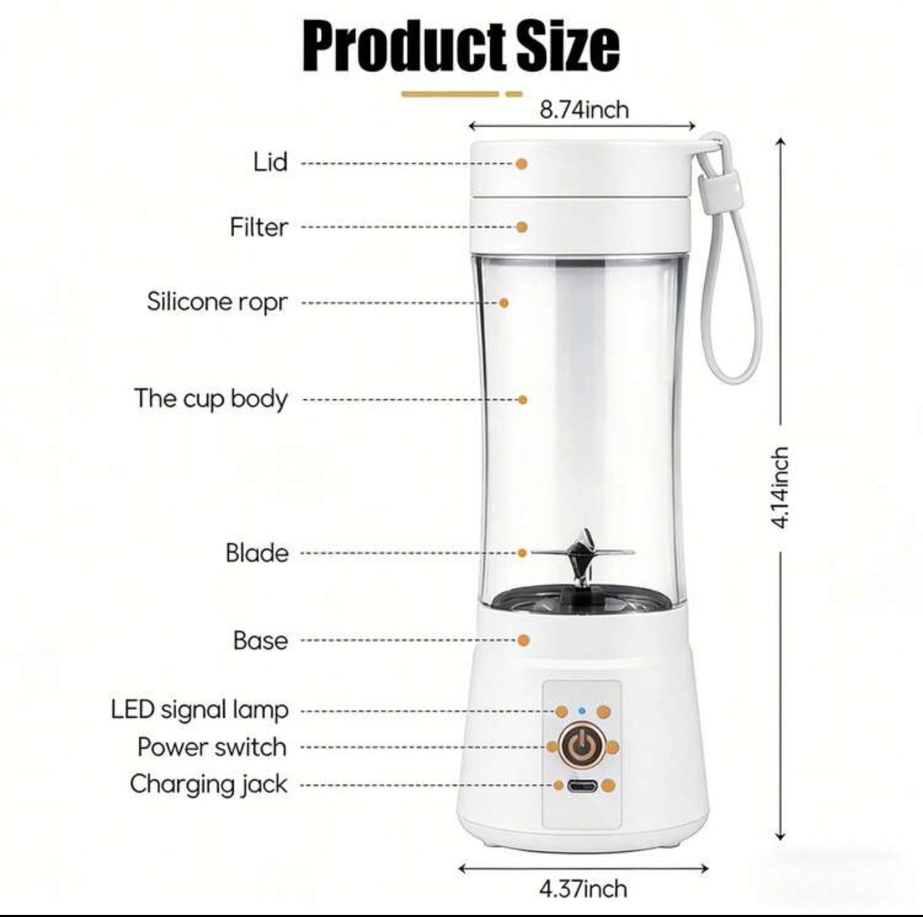 Happy Home Portable Blender | 380 USB-C Rechargeable Travel Juicer